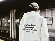 Load image into Gallery viewer, BcG. White &quot;Knowledge&quot; Hoodie
