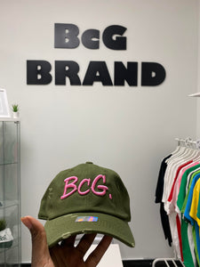 BcG. Signature Olive Hat w/ Pink Logo