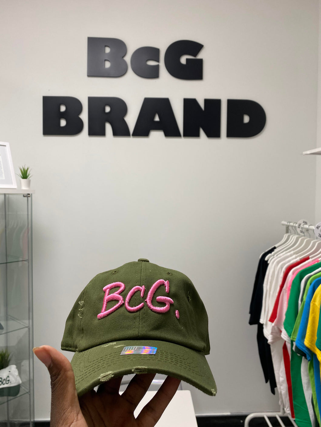 BcG. Signature Olive Hat w/ Pink Logo
