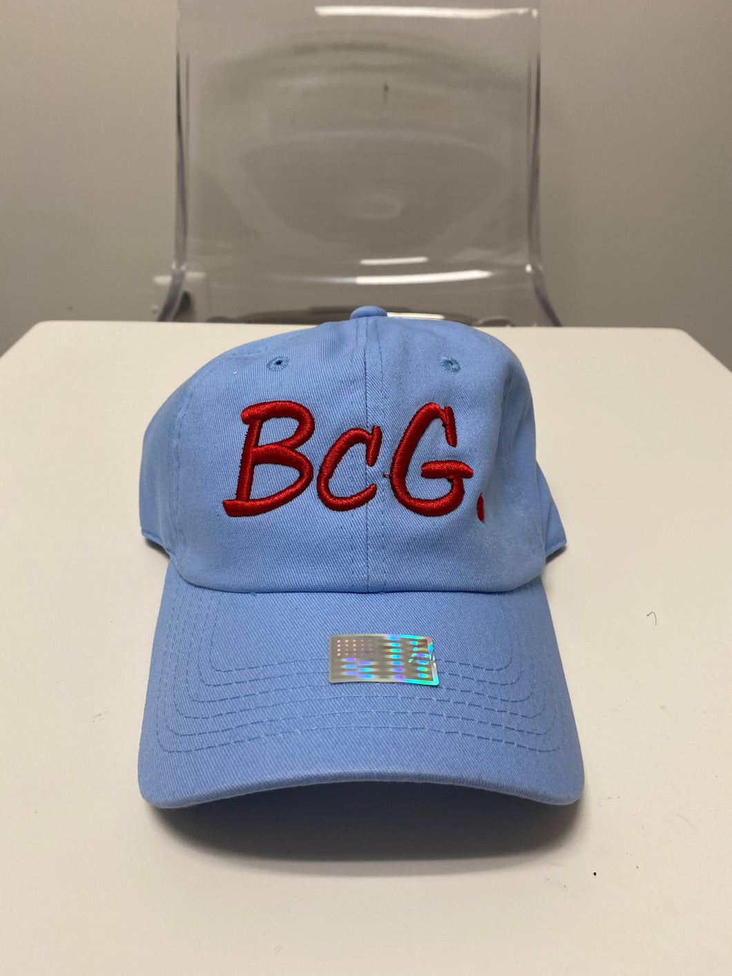 BcG. Signature Baby Blue Hat w/ Red Logo